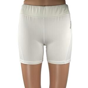 Reebok Playdry Women's White Compression Athletic Workout Fitness Biker Shorts M